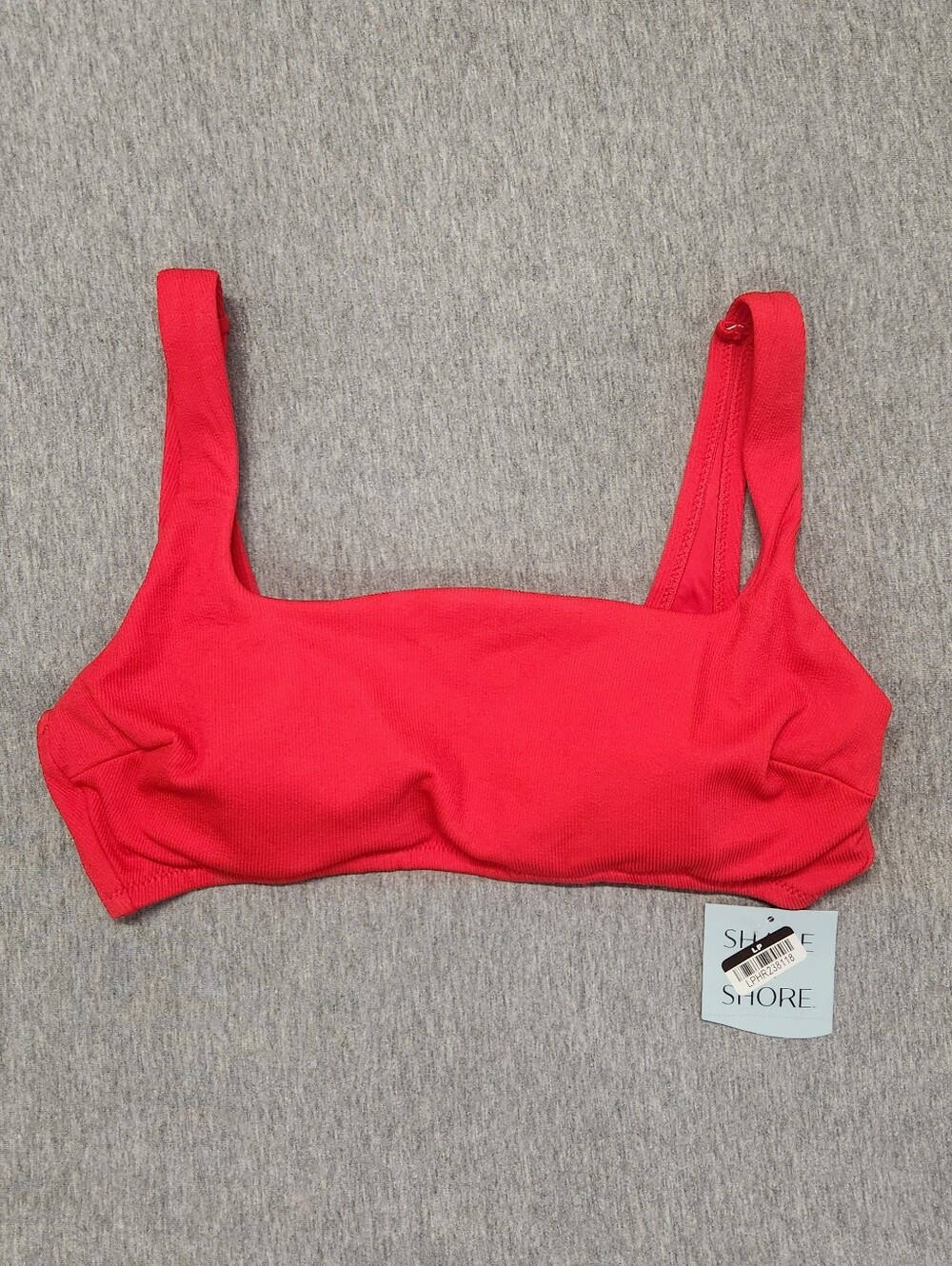 Shade & Shore Women’s Textured Bralette Bikini Top – Red (Size XL)